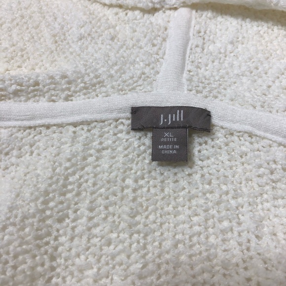 J.Jill Cotton Blend Textured Loose Knit V Neckline Off White Hoodie Sweater XL P - Picture 8 of 14